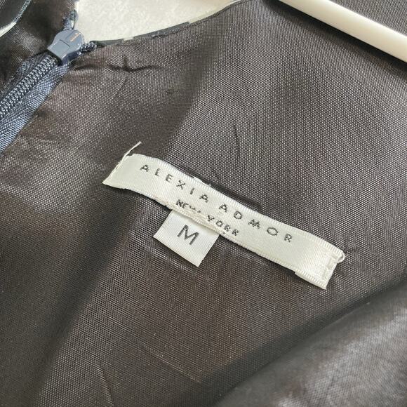 Alexia Admor Women's Black White‎ Floral Satin Dress Size M Old Money Refined - Picture 5 of 11